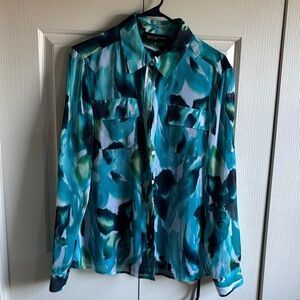Teal and Navy Dressy Blouse Jones New York Collection. Size 12